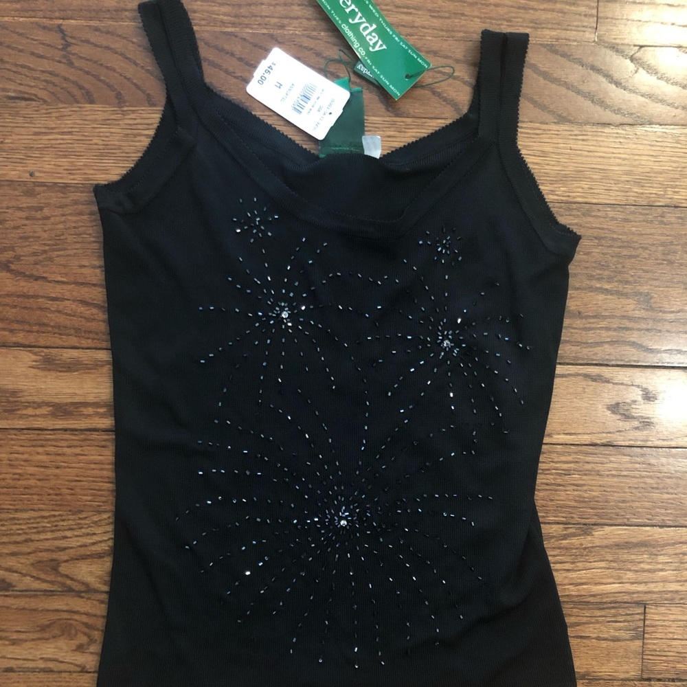 NWT Beaded Black Tank Top
